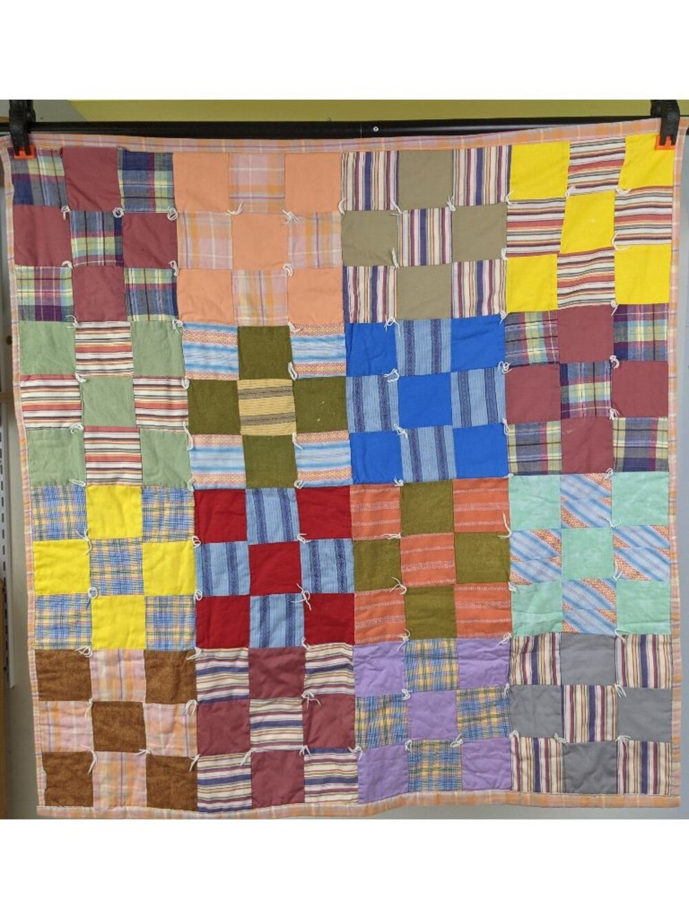 Baby Quilt Handmade Patchwork Plaid 35” x 35" Mulitcolor Blanket Handcrafted
